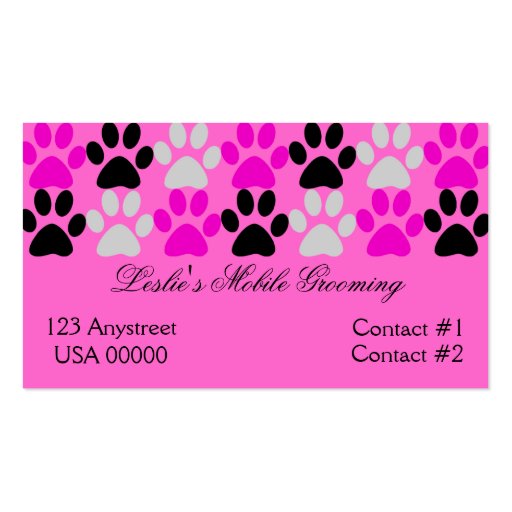 Paw Prints Business Card (front side)