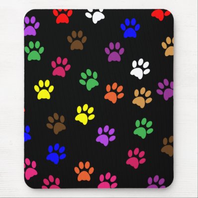 Paw prints dog pet colorful fun mousepad