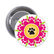 Paw Prints Flower Button
