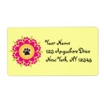 Paw Prints Flower Custom Shipping Labels