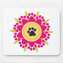 Paw Prints Flower Mousepads
