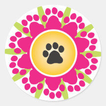 Paw Prints Flower Sticker