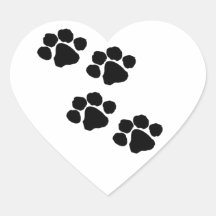 Paw Prints Heart Stickers