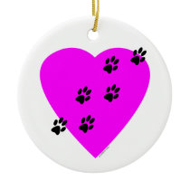 Paw Prints on my Heart - Pink ornaments