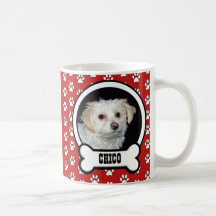 Paw Prints Red Pet Photo Mug