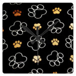 Paw Prints Square Wall Clock