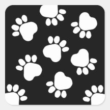 Paw Prints - Talk to the Paw! Black and White Square Sticker