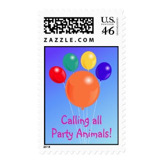 Paw-shaped balloon bouquet_Party Animal postage stamp