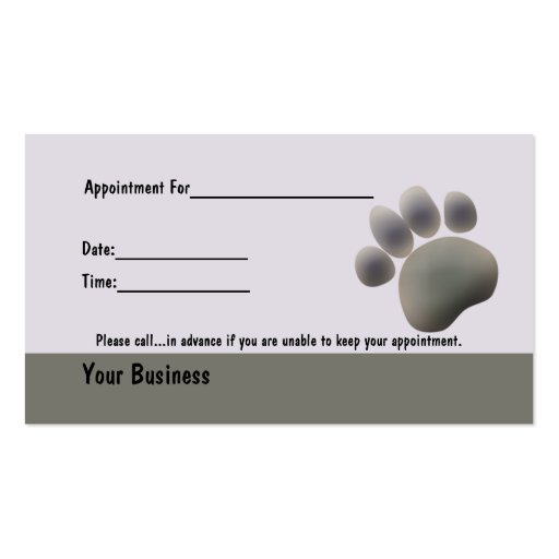 Paw Tracks Veterinarian Business Apointment Card Business Card (front side)