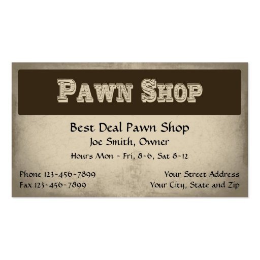 Pawn Shop Business Card (front side)