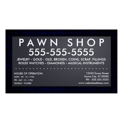 pawn shop : electric sign business card templates (front side)