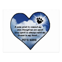 Pawprint Memorial Poem Post Cards