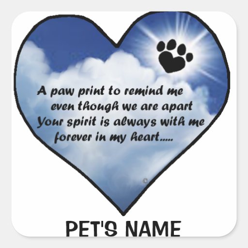 Pawprint Memorial Poem Square Sticker Zazzle Pawprint Memorial Poem Square Sticker Zazzle