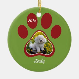 Pawprint Personalized Pet Ornament