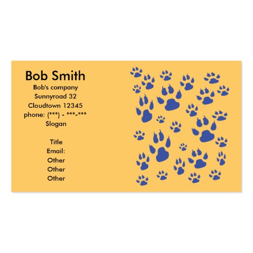 Pawprints Business Cards (front side)