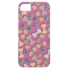 Paws and Bones Pink iPhone 5 Case