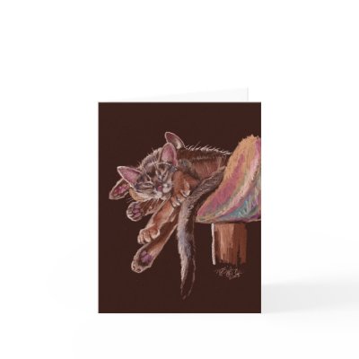 "Paws" Dozing Abyssinian Cats greeting cards