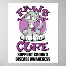 Paws for the Cure Cat Crohn's Disease Poster
