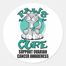 Paws for the Cure Cat Ovarian Cancer Round Stickers