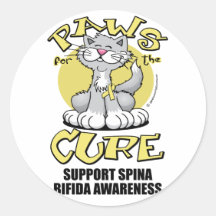 Paws for the Cure Cat Spina Bifida Sticker