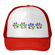 Paws Rainbow Color Pawprints Animal Trainer Hat