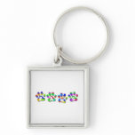 Paws Rainbow Color Pawprints Luggage & Laptop Tag Keychain