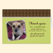 Paws Thank You Card for the Vet (lime green/brown) cards