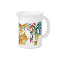 Paws Yank! Orange Tiger & Candy Cane Drink Pitchers