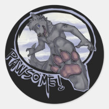 pawsome round sticker