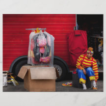 Payaso - cambio del guardarropa tarjetas publicitarias