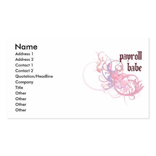 Payroll Babe Business Cards (front side)