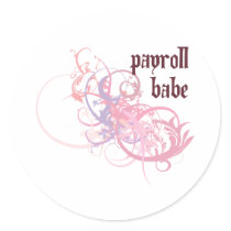 Payroll Babe Round Sticker