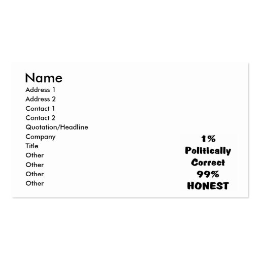 PC or Honest Business Card Template