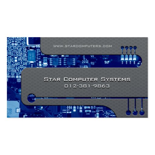 PC Repair Business Card Circuits Cutaway (front side)