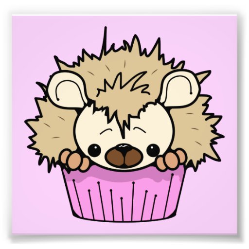 PCH CUTE CARTOON PASTEL PINK HEDGEHOG CUPCAKE HAPP PHOTO PRINT | Zazzle