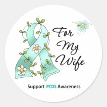 PCOS Awareness For My Wife Round Stickers