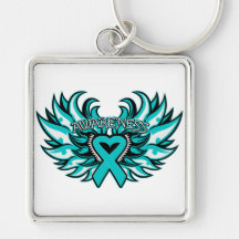 PCOS Awareness Heart Wings.png Keychain