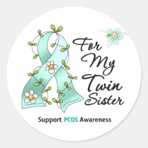 PCOS Awareness I Wear PCOS Ribbon Twin Sister Sticker