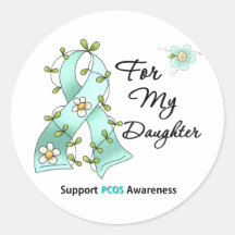 PCOS Awareness I Wear Teal Ribbon For My Daughter Sticker