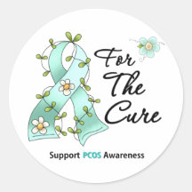 PCOS Awareness I Wear Teal Ribbon For the CURE Round Sticker
