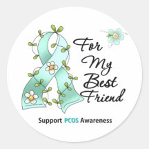 PCOS Awareness Teal Ribbon Best Friend Stickers