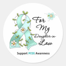 PCOS Awareness Teal Ribbon  Daughter-in-Law Sticker