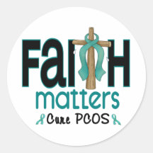 PCOS Faith Matters Cross 1 Round Stickers