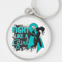 PCOS Fight Like A Girl Grunge Key Chain