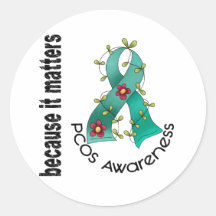 PCOS Flower Ribbon 3 Stickers