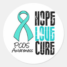 PCOS Hope Love Cure Ribbon Sticker