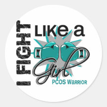PCOS I Fight Like A Girl 13.2 Round Stickers
