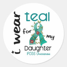 PCOS I Wear Teal For My Daughter 43 Round Stickers