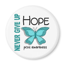 PCOS Never Give Up Hope Butterfly 4.1 Fridge Magnets