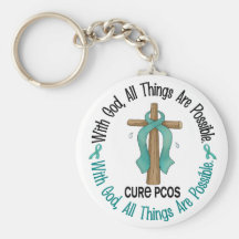 PCOS With God Cross Keychain